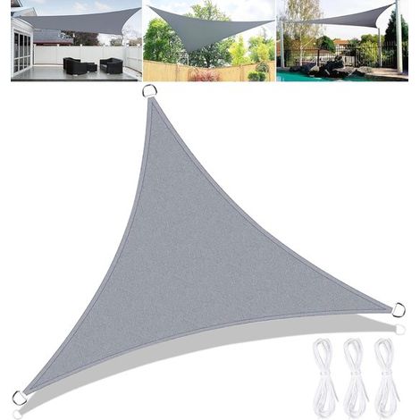 Tela de sombra triangular de 3x3x3 m, protección UV, toldo de protección solar, toldo impermeable para jardín, patio, balcón, color gris. (1/5)