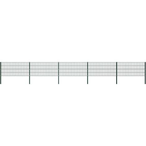 SKM Panneau de clôture avec poteaux Fer 8,5 x 0,8 m Vert (1/5)
