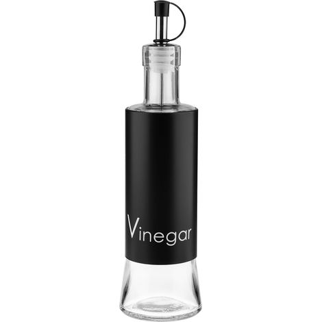 Dispenser di aceto in vetro Greno da 320 ml con scritta "aceto", acciaio verniciato a polvere nero (1/2)