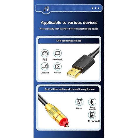 Convertisseur USB vers SPDIF optique : adaptateur audio pour transmission optique améliorée (1/5)