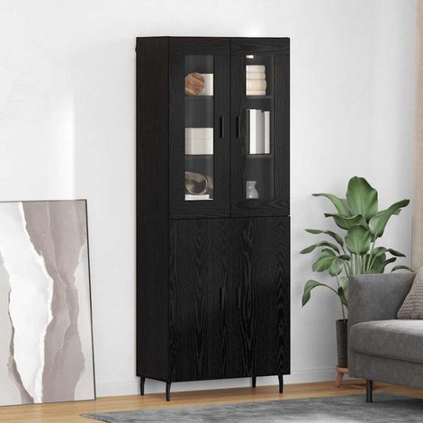 Highboard 2 pcs Schwarz Eichen-Optik Holzwerkstoff