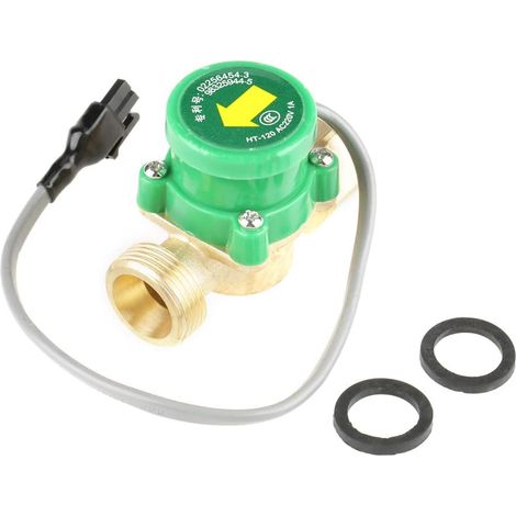 Interrupteur de débit d'eau, HT-120 G3/4 "-3/4" Interrupteur de capteur de débit de pompe à eau, pour le contrôle du débit d'eau de la douche, chauffe-eau solaire, AC220V, 1A (1/5)