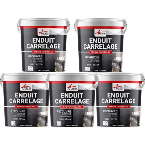 Enduit carrelage, salle de bain, cuisine, mural et sol, recouvre et rénove, faïence, masquage, renove carrelage - Offre Spéciale : 5 x 20KG Carbone - ARCANE INDUSTRIES
