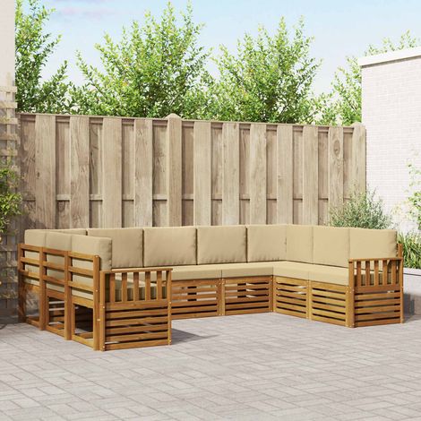 vidaXL Ecksofa Set mit Kissen 9 pcs Natur und Beige (1/5)