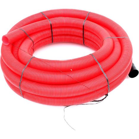 Electraline – Gaine électrique TPC annelée-lisse rouge EDF Ø90mm – Longueur 25m – Résistante de -40°C à +100°C – Conduit en PE-HD