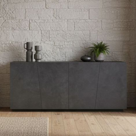 Dmora - Kommode Dliguor, Küchen-Sideboard mit 4 Türen, Wohnzimmer-Buffet, 100% Made in Italy, cm 200x43h86, Schiefer (1/4)