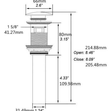 Bonde de lavabo moderne et rétro, bonde clic-clac avec trop-plein, bonde de lavabo universelle en laiton doré, siphon de lavabo avec trou de trop-plein, polie - avec trop-plein (1/3)