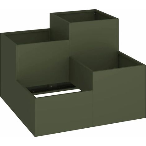 Cache-pot de jardin rectangulaire moderne 80 x 80 x 60 cm finition mate en acier vert olive (1/5)