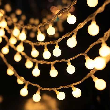 Guirlande lumineuse à piles - 3 m - 20 LED - Blanc chaud - Pour intérieur et extérieur - Idéale pour chambre d'enfant, jardin, fête (1/5)