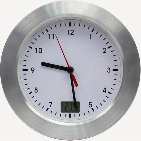 Bath horloge avec affichage température et horloge radiopilotée Argente (1/4)