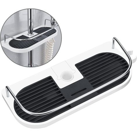 Etagère De Douche Sans Perçage - Support Réglable En Hauteur Pour Barre De Douche 19 mm À 25 mm - 1 Pièce (1/5)