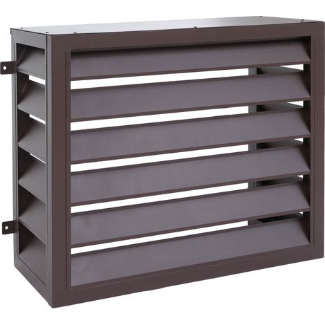 [JAMAIS UTILISÉ] Cache pour climatisation/échangeur thermique HHG-560, cache pour grille de protection, métal 73 x 97 x 38 cm, marron foncé (1/5)