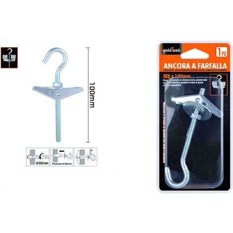 Kaela - Ancora A Farfalla Con Gancio In Acciaio Con Dado Rondella M8x100mm Fischer 57231 - (1/2)