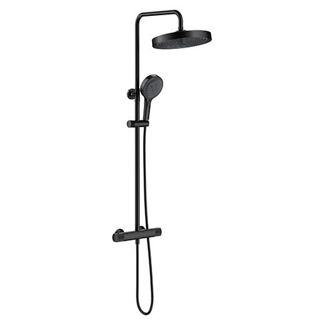 Edouard Rousseau - Colonne de Douche Thermostatique CONCAVE - Douchette 3 Jets - Sécurité anti brûlure - Noir (1/4)