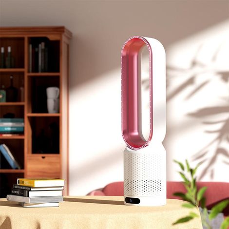 Ventilateur - Ventilateur tour - Rafraîchisseur d'air - Sans tuyau d'évacuation - 8 vitesses - Avec télécommande - Avec minuterie - Blanc - Rose (1/5)