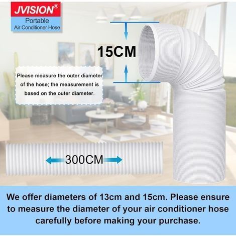 Tragbarer Klimaanlagenschlauch, Abluftschlauch für tragbare Klimaanlagen Ø13/15 cm, flexibler PVC-Verlängerungsschlauch für tragbare Klimaanlagen, Länge 1,5 m/2 m/3 m (Ø15 cm x 3 m) (1/4)