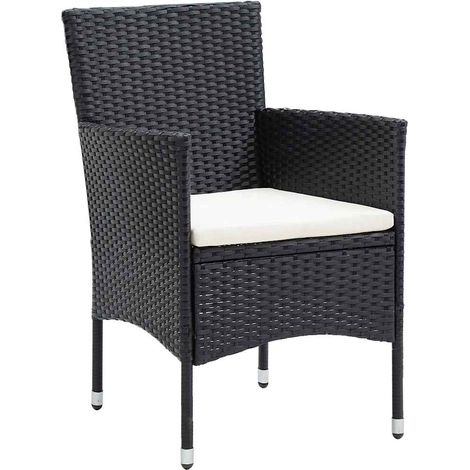 Maison Exclusive - Garten-Essstühle 4 Stk. Poly Rattan Schwarz (1/5)