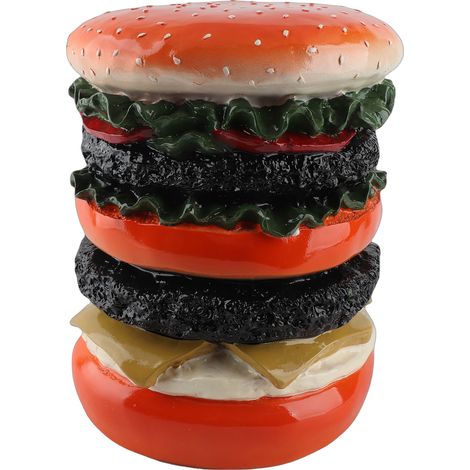 Petit tabouret mignon et élégant, peint à la main, ergonomique, multifonctionnel, en résine, pour changement de chaussures, pour salon, chambre à coucher, Burger (1/5)