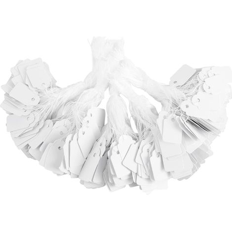 500 Stück Papier-Preisschilder (weiß, 2 x 3 cm), gravierbare Blanko-Preisschilder mit Umhängeband, geeignet für Hochzeitsgeschenke, Kleidungs- und Schmuckverpackungen (1/5)