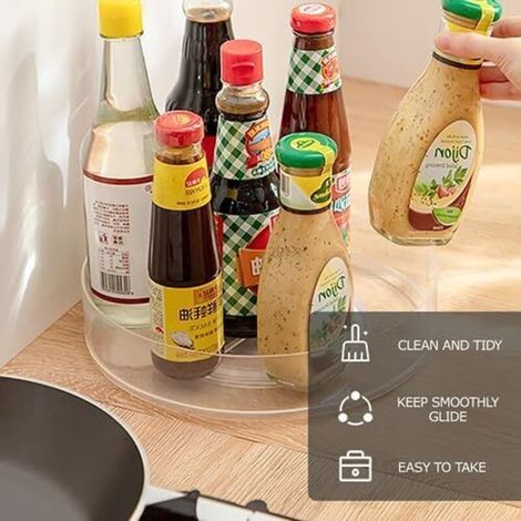 BUNTHAUS CSPARKV 23.5 x23.5 x6.3 cm Transparente Lazy Susan Étagère à épices rotative à 360° Support à epices Support de Cuisine sans perçage pour Rangement de Cuisine (1/4)