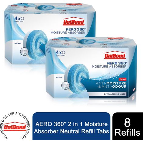 UniBond AERO 360 Moisture Absorber & Neutral Refill Tab 450g, 4pk x 2 (1/5)