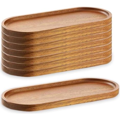 Dailygoods,Bandejas (8 piezas),Bandejas de madera de 28 x 10 cm,Platos para servir,Platos para embutidos,Resistentes a manchas y olores