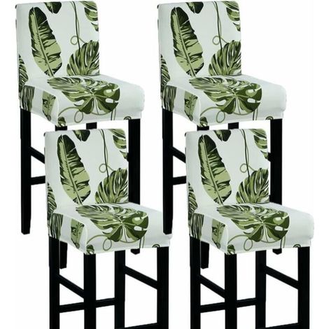 Barhockerbezug mit Rückenlehne, dehnbarer Barhockerbezug, Bezug für Barhocker mit niedriger Rückenlehne, 4er-Set