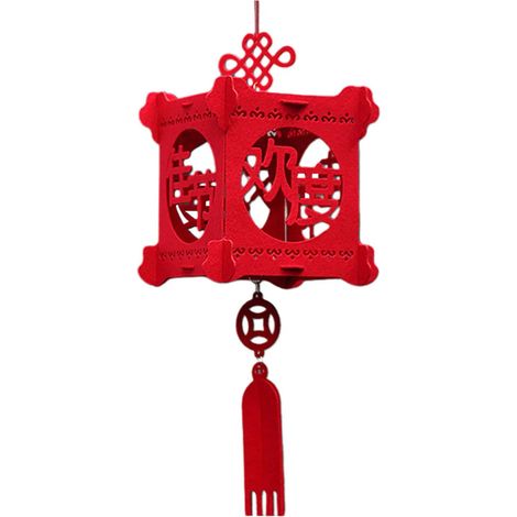 Lanterne chinoise rouge en forme de cube, porte-bonheur (1/5)