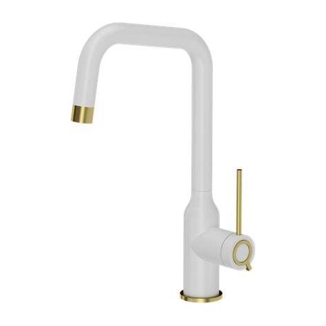 Quadron Natalie grifo de cocina blanco mate oro elegante