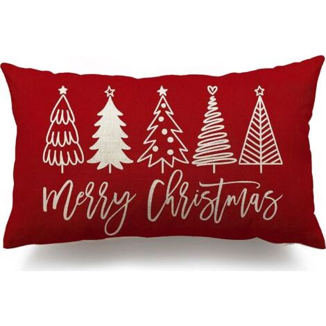 Lot de 2 housses de coussin de Noël 30,5 x 50,8 cm, motif ferme, décoration de Noël, pour arbre de Noël, pour canapé, maison (1/4)