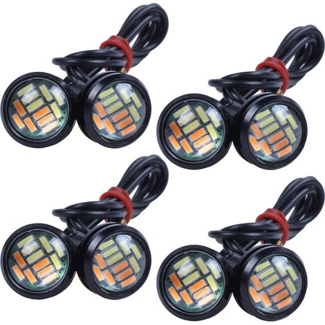 8 colores, 12 V, 23 mm, doble función de cambio de color, 4014, 12 LED DRL, luz diurna LED.