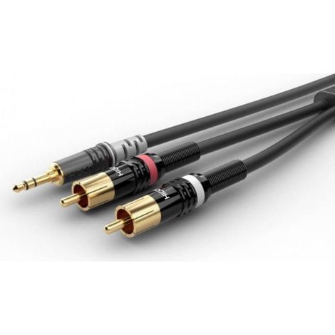 Sommer Cable HBP-3SC2-0030 Audio Cavo [1x Spina jack da 3.5 mm - 2x Spina RCA] 0.30 m Nero