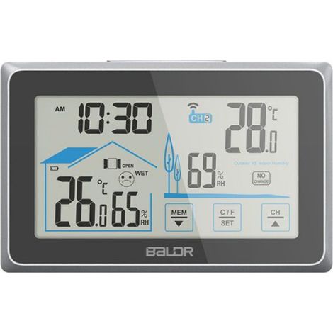 Station Météo avec Capteur Extérieur - Thermomètre Intérieur Extérieur Station Météo Sans Fil, Thermomètre Hygromètre Numérique (1/5)