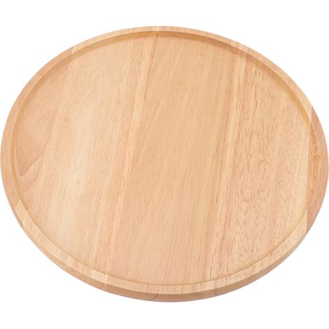 Plateau à pizza rond, planche à découper en bois d'hévéa épais et robuste, outil de cuisine et de pâtisserie (1/5)