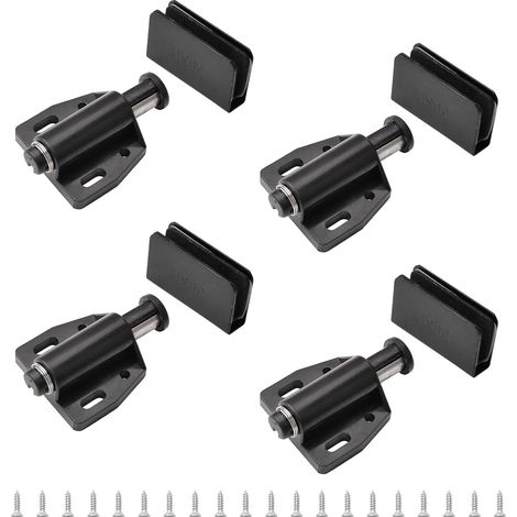 Lot de 4 loquets magnétiques pour porte en verre - Réglable - Sans cadre - Avec pince d'armoire - Convient pour porte en verre oscillante de 3 à 6 mm (blanc) (1/5)