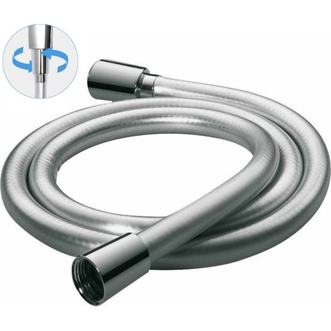 Smooth Shower Hose 1.5m Pipe PVC Double Interlock Silver Chrome Fits Triton Mira