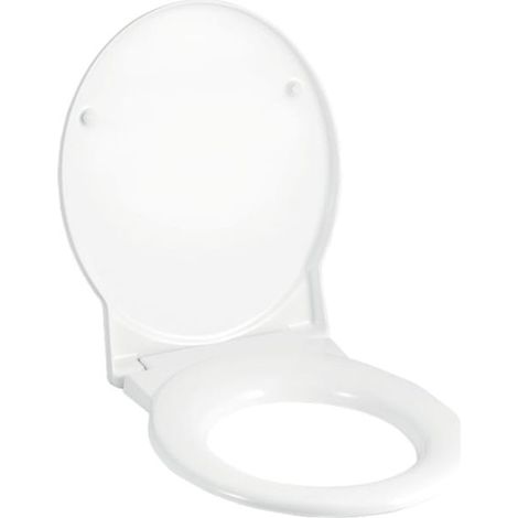 Siège WC GE Joly, blanc, charnières chromées avec fermeture automatique (1/2)