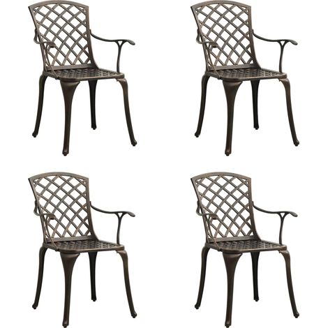Chaises de jardin 4 pcs Aluminium coulé Bronze (1/5)
