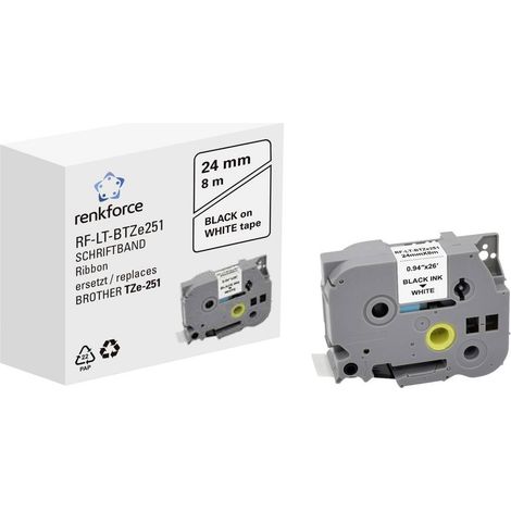 Renkforce RF-LT-BTZe251 compatible remplace Brother TZe-251 24 mm Couleur de ruban: blanc Couleur de police: noir 8 m