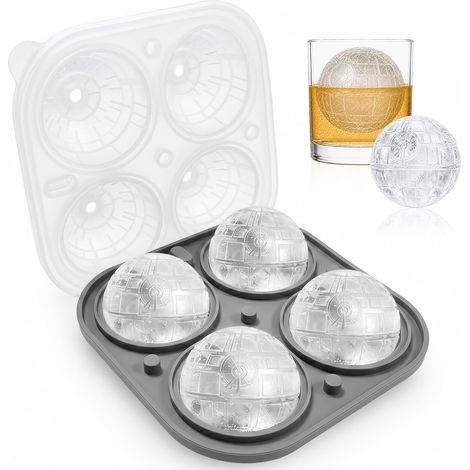 3D Moule À Glaçons Sphère, Moule Boule De Glace Avec Couvercle, Grosses Boules De Glace Pour Whisky Cocktails Bar Boissons Froides, Sans BPA (1/5)