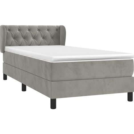 Box Spring Bed with Mattress Light Grey 80x200 cm Velvet vidaXL