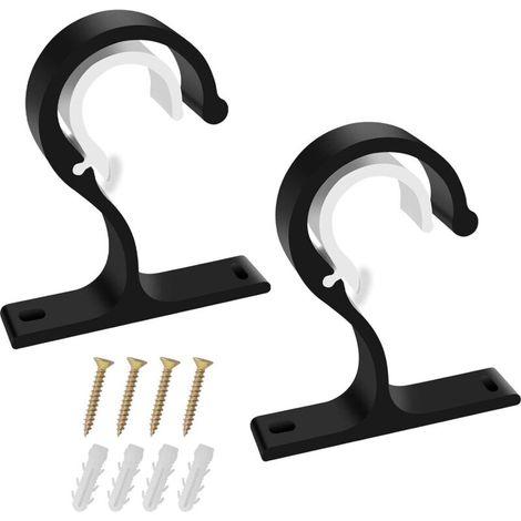 Staffe di montaggio a soffitto in lega di zinco nera – Set da 2, regolabili per aste per tende e persiane
