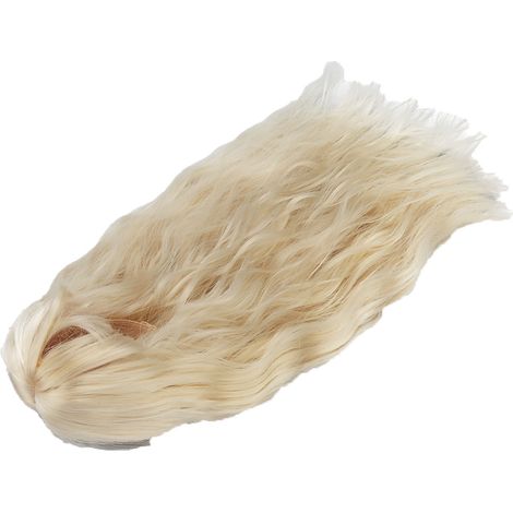 Perruque de rechange pour poupée, cheveux longs bouclés en fibre haute température (1/3), compatible avec les poupées de 21 à 24 cm, or clair (1/5)