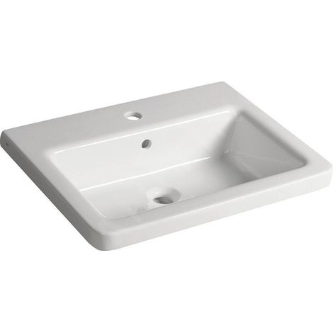 Sapho City - Lavabo 60x18x45 cm, avec trop-plein, trou de robinetterie, blanc KE060 (1/5)