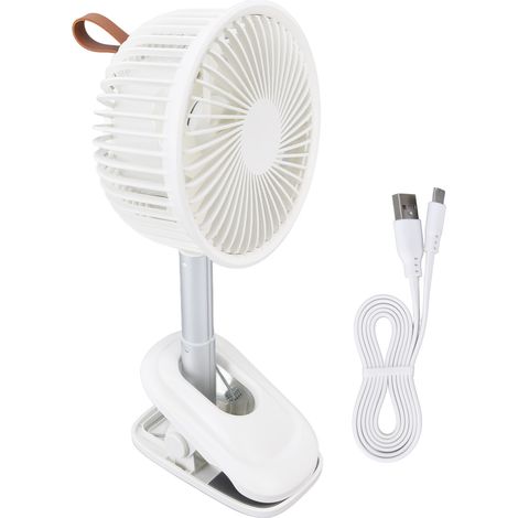 Ventilateur de Bureau USB à Pince 360°, 3 Vitesses, Flux d'Air Puissant, Blanc (1/5)