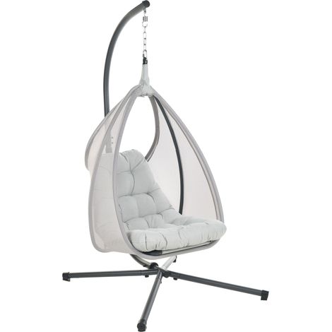 Hanging Chair with Stand AVEGNO Fabric Light Grey