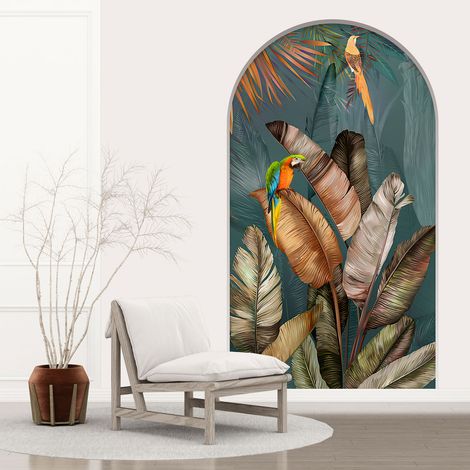 Stickers Trompe l'oeil Arche - Voute - Plantes Tropicales - 60 x 105 cm (1/5)