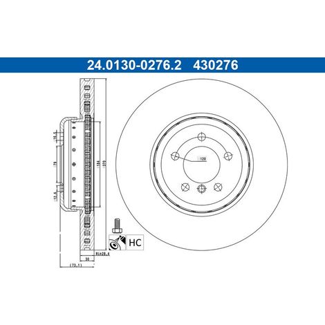 Lot de 2 Disques de frein ATE 24.0130-0276.2 BMW 34 10 6 797 606