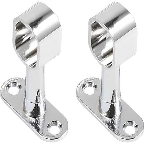 SHINING HOUSE Lot de 2 Support Tringle Penderie Support pour Barre Penderie Ovale Zinc-Aluminium Support Central de Tube pour Armoire Penderie Vetement,Tringle Rideau Plafond,supports de tringle de (1/5)