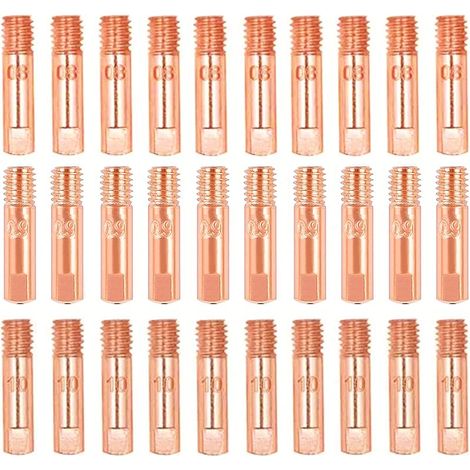 Lot de 40 Embout de contact de Soudage MIG 0,8 mm, 0,9 mm, 1 mm, Embouts de Contact en Cuivre pour consommables de torche de soudage 15AK 14AK MIG/MAG